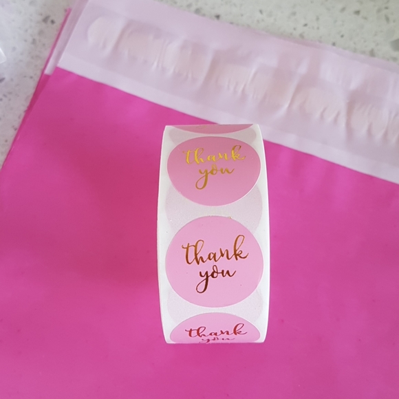 500 pcs Pink Gold Thank You Sticker 1" - Picture 3 of 7